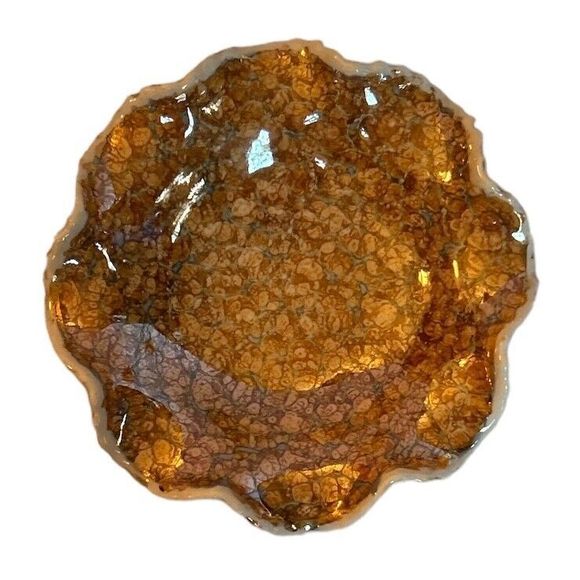 Vintage Holley Ross Shallow Orange Floral Glass Bowl - Picture 3 of 8